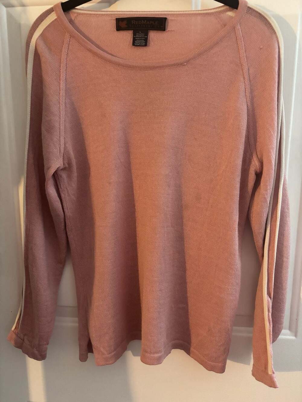 Red Maple Sportswear Co Pink Alpaca Blend Long Sleeve Knit Sweater Size L